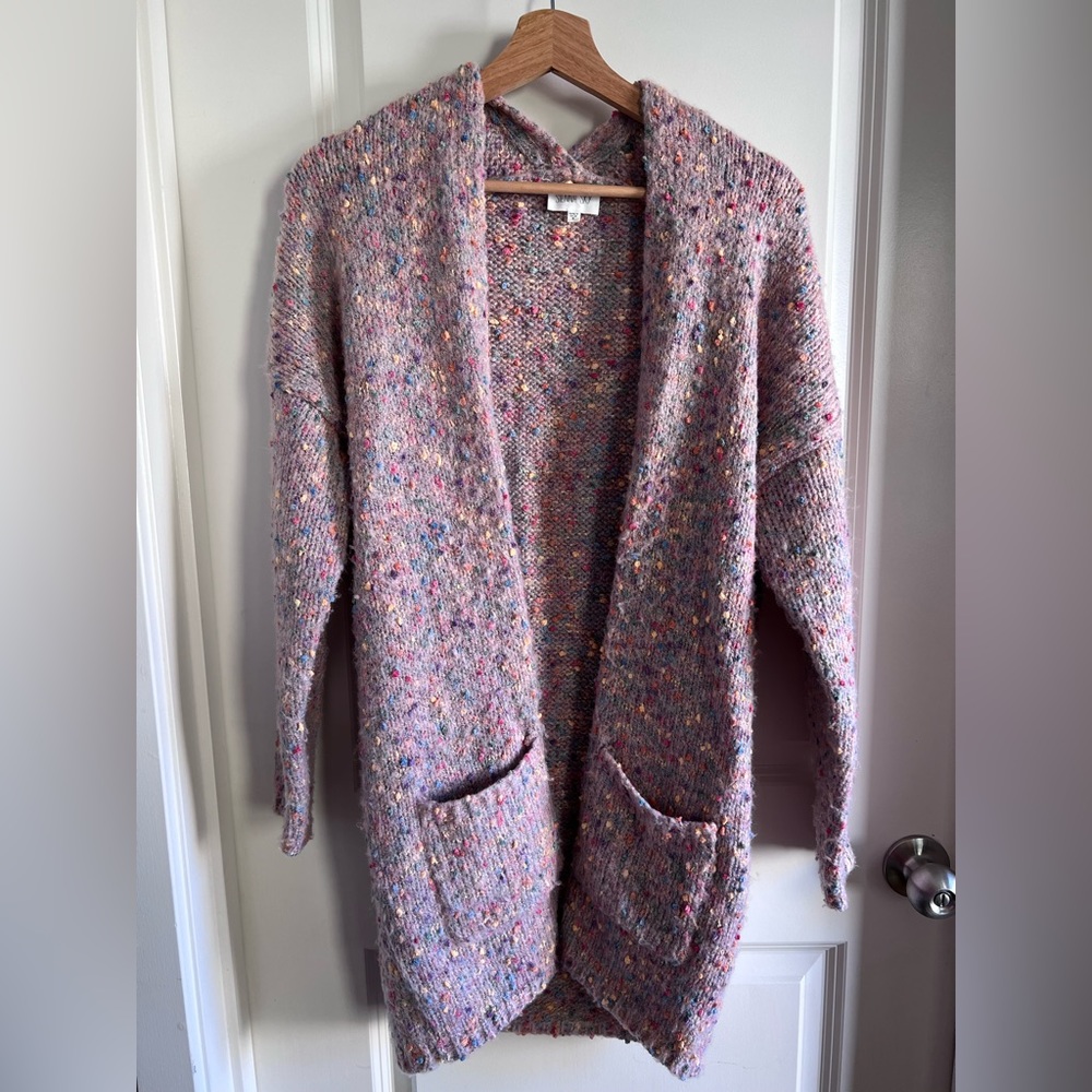 Colorful oversized knit confetti sweater/cardigan